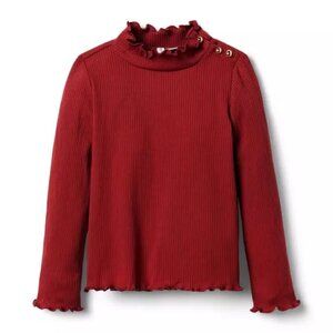 Janie and Jack Girls Ribbed Ruffle Trim Turtleneck Sweater Size 4